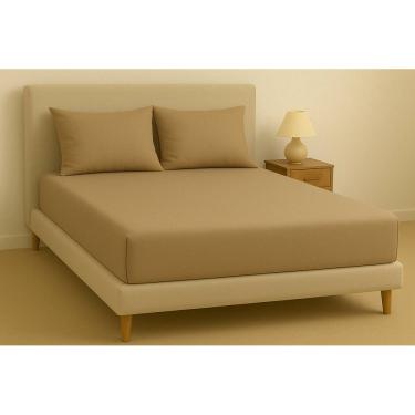 Imagem de Kit De Lençol Malha Sofee e Par De Fronha 100% Algodão Queen 158x198cm