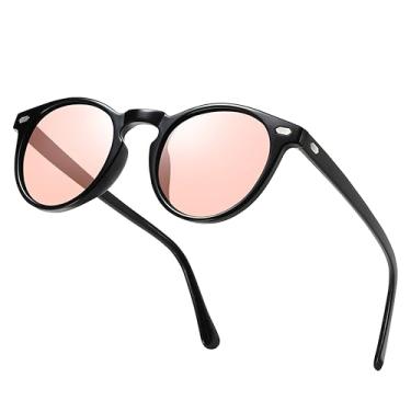 Imagem de KISSOUL Óculos De Sol Polarizados Fotocrômicos, Antirreflexo Uv, Direção Com Bloqueio Luz Azul, Masculino E Feminino, Rosa, Redondo