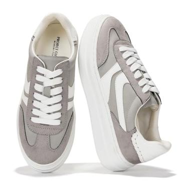 Imagem de Project Cloud Tênis de plataforma feminino – Palmilha de espuma viscoelástica, leve e antiderrapante com cadarço (vôlei), Cinza, 37