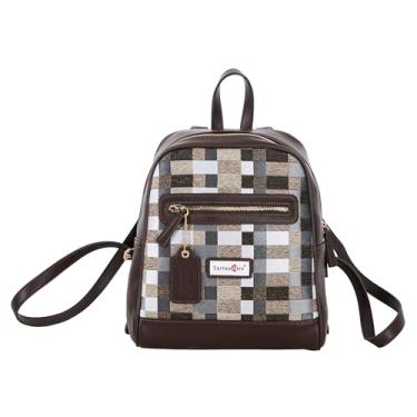 Imagem de TartanAire Mochila vintage para laptop feminina casual fashion bolsas de viagem com grande capacidade para livros escolares, Cáqui cinza, 11.4*4.7*9.4 inches