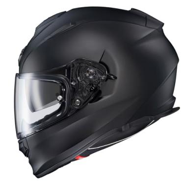 Imagem de ScorpionEXO Ryzer Capacete de motocicleta completo com escudo Pinlock Ready Shield com bolsos integrados para alto-falante DOT ECE aprovado sólido (preto fosco - GG)