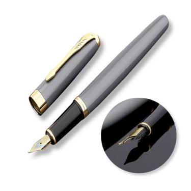 Imagem de Caneta Tinteiro Executiva Premium Pena Ponta Reta Fine Nib Luxo Ouro E