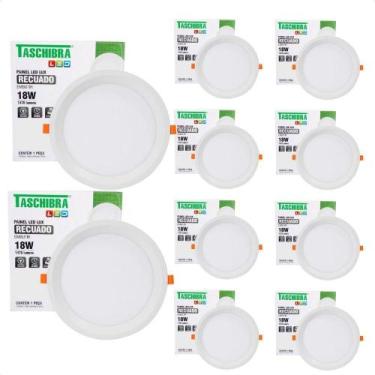 Imagem de Kit 10 Painel De Led Redondo Embutir Recuado 18w Bivolt Taschibra 6500