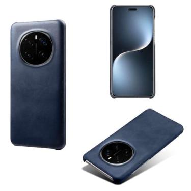 Imagem de Capa para Honor Magic7 PRO,Proteção contra quedas,Casca de volta de cor sólida simples,Design de couro de imitação de plástico-Blue