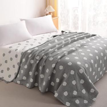 Imagem de NTBAY 3 camadas de musselina de algodão 88 x 92 cobertor para cama queen, colcha de fio térmico super macio respirável para adultos, cobertor leve perfeito para sofá, cama todas as estações, rosa