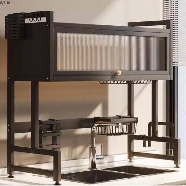 Imagem de Escorredor De Louça Cozinha Suspensa Modula Pia Rack Organizador De Pratos Estante Preto