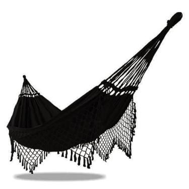 Imagem de Rede de Dormir Descanso Muitas Cores Luxo Casal grande Gigante Pernambucana Crua/Bege(Preta)