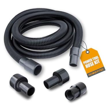 Imagem de POWERTEC 70347E Kit de mangueira de coleta de poeira de 3 m com 5 acessórios para ferramentas elétricas para marcenaria em casa e aspiradores de pó molhado/seco