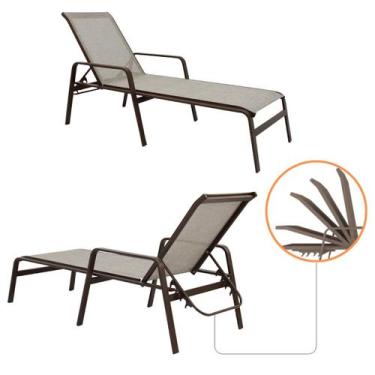 Imagem de Kit 2 Espreguiçadeiras Sevilha Tela Sling Alumínio Para Piscina Praia 
