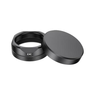 Imagem de JJC Para-sol quadrado de metal com tampa para lente Fuji Fujifilm X Half XHalf Compact Camera, X Half Protective Lens Cover com protetor de tampa, antiarranhões, antiperda, cor cinza escuro