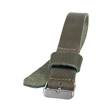 Imagem de Hide & Drink, Pulseira de substituição para relógio de pulso (20 mm) feita à mão de couro de flor integral (jade escuro)