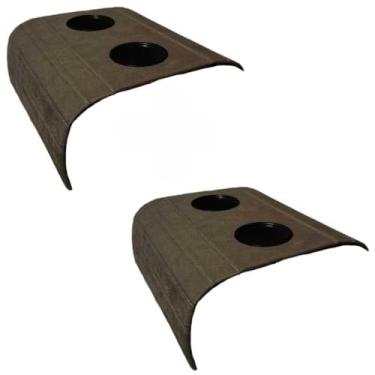 Imagem de Kit 2 Esteiras Porta Copos Para Braço de Sofá - Bandeja Suporte Apoio Flexível(Suede Marrom)