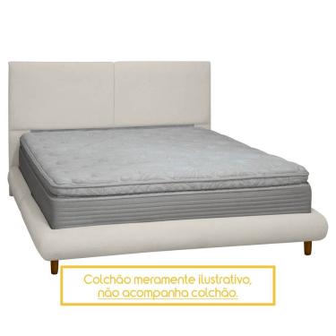 Imagem de Kit Cama Box e Cabeceira Orgânica Napole King Size 208cm Bouclê