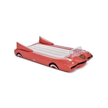 Imagem de FUNBOY Colchão de ar infantil conversível de Natal – Cama de carro listrada vermelha inflável com superfície flocada macia, fácil configuração