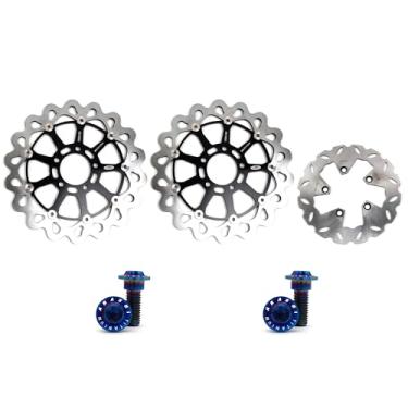 Imagem de Arashi Discos de freio dianteiros traseiros rotores com parafusos de montagem para Suzuki Hayabusa GSX1300R 1999-2007 Gen 1, peças de acessórios de reposição de motocicleta