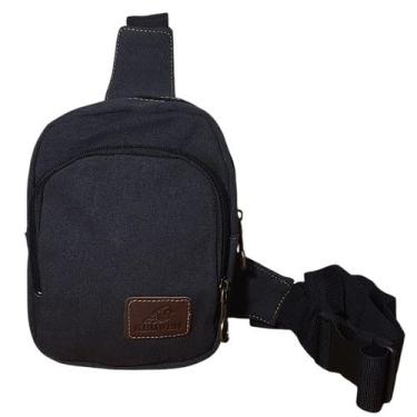 Imagem de Bolsa Transversal Shoulder Bag Unissex de Lona KV2497 - KVN, Preto