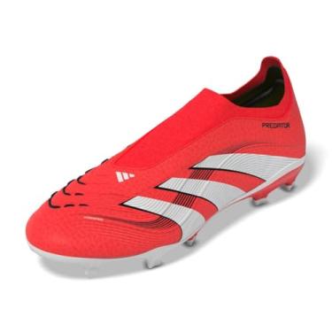 Imagem de adidas Tênis de futebol unissex League Laceless Firm Ground, Vermelho lúcido, branco/preto, 11 Women/10 Men