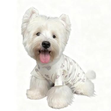 Imagem de Camiseta fofa para cachorro, roupa elástica para cães pequenos, roupa macia para gatos para uso diário, pulôver aconchegante para filhotes (cachorrinho, tamanho grande para animais de estimação de 3,9