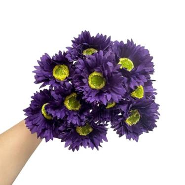 Imagem de Flores artificiais de 20 cm, margaridas africanas, flores de seda não desbotam, margaridas falsas, ramo único, flores silvestres para mesa de cozinha, vaso de centro de mesa, vaso de mesa, decoração