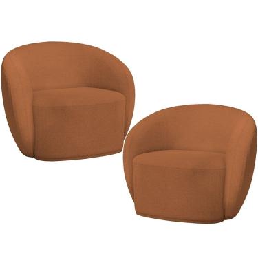 Imagem de Kit 02 Poltronas Decorativas Para Sala de Estar Living Gliese K01 Bouclê Mostarda - Lyam Decor