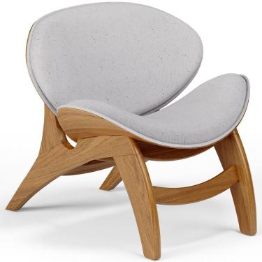 Imagem de Poltrona Decorativa Orgânica Sala Living Kadosh L02 Linho Cinza - Lyam Decor