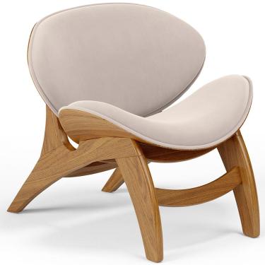 Imagem de Poltrona Decorativa Orgânica Sala Living Kadosh L02 Suede Bege - Lyam Decor