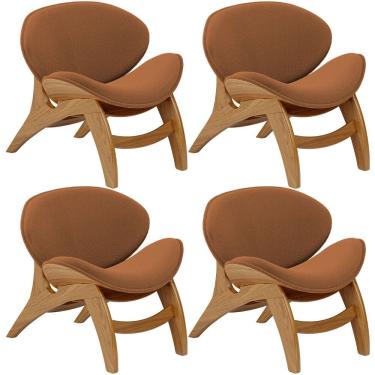 Imagem de Kit 4 Poltronas Decorativa Orgânica Sala Living Kadosh L02 Bouclê Terracota - Lyam Decor