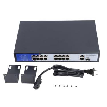 Imagem de Fafeicy 16 Port Poe Switch Com 2 Portas Uplink 38 Gbps Ethernet Retwork Hub para Office Home SFP Slot Protection (Plugue dos EUA 100-240V)