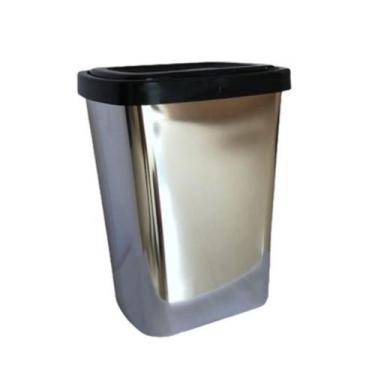 Imagem de Lixeira Metalizada 9 Litros Com Tampa Click Para Cozinha Banheiro - Ar