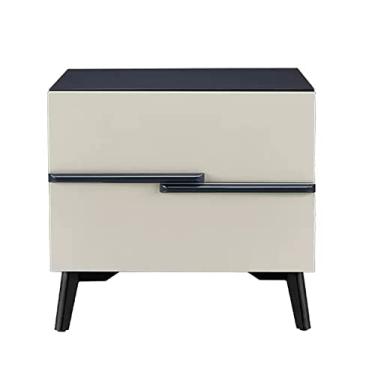 Imagem de Cômoda de gaveta mesa de cabeceira moderna e elegante de madeira com 2 gavetas de armazenamento para quarto, sala de estar, escritório, mesa de cabeceira, mesa de cabeceira (cor: preto)