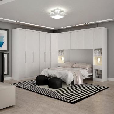 Imagem de Guarda-roupa Casal 12 Portas 7 Peças Modulado Cairo Neve