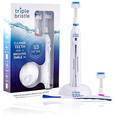 Imagem de Escova Dental Elétrica Recarregável 3 Cabeças, TRIPLE BRISTLE TB 1, Branco