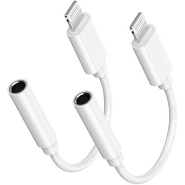 Imagem de [Certificado Apple MFi] Adaptador Lightning para conector de fone de ouvido de 3,5 mm, pacote com 2 cabos de áudio para iPhone 14 13 12 11 X XS 8 7
