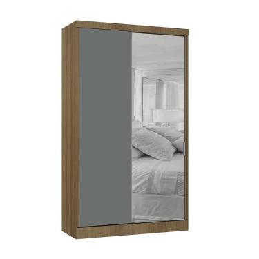 Imagem de Guarda Roupa Modulado 2 Portas De Correr Com Espelho 134cm Vene Avelã Pf/cinza Supremo Pf