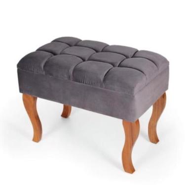 Imagem de Puff Inglês Retangular com Pés de Madeira 4003 - Preebel Cinza Escuro 