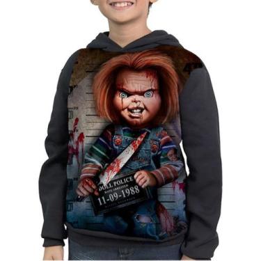 Imagem de Casaco Moletom Infantil Chuck Boneco Assassino - smoke, Preto, 10