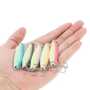 Imagem de 5 colheres luminosas de pesca iscas de metal iscas duras, isca de peixe brilhante Spinnerbaits para truta de robalo salmão