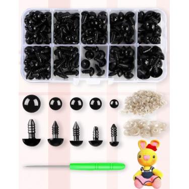 Imagem de 100 botões de olhos de segurança e 1x crochê de malha para amigurumi, bichos de pelúcia, crochê - vários tamanhos, contas de plástico, suprimentos de artesanato DIY
