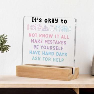 Imagem de Placa acrílica para decoração de sala de aula de escritório de terapia, placa decorativa de mesa transparente educativa com suporte, suprimentos de canto calmo, psicólogo, conselheiro, escritório