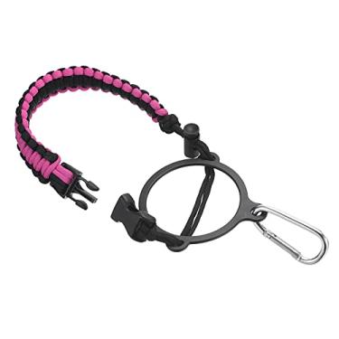 Imagem de Suporte para garrafa de água, alça de paracord, alça de transporte com anel para garrafas de boca larga de 340 a 1,8 g, rosa, preto
