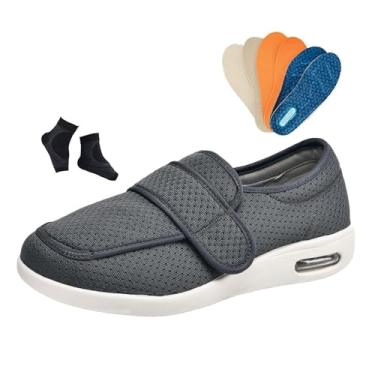 Imagem de Calçado Para Idosos Com Edema Diabético Para Atividades Ao Ar Livre, Calçado Masculino Ajustável Alívio Da Dor Diabética E Edema(Dark gray,40 EU)