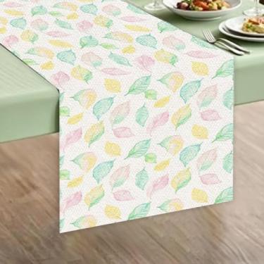 Imagem de Toalha de mesa estética com folhas verdes, retangular, casa, fazenda, cozinha, sala de estar, sala de jantar, capa de mesa decorativa para festas, casamento, feriado, 2