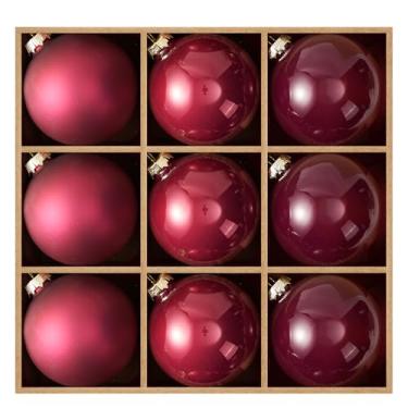 Imagem de DN DECONATION Bola de decoração de árvore de Natal, enfeites de bola de Natal de vidro vermelho rosa, conjunto de 9, enfeites decorativos de árvore de Natal de 8 cm para decoração de festa de