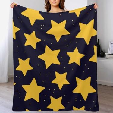 Imagem de Cobertor de estrela amarela, presentes para mulheres, homens, flanela, supermacio, aconchegante, cobertores para cama, sofá, acampamento e viagens, cobertor felpudo quente para todas as estações (101