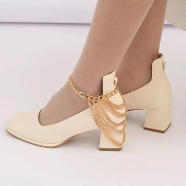 Imagem de Correntes e pingentes de sapato para mulheres - Decoração de corrente de tornozelo para tênis e botas, Small, Aço inoxidável, Sem Pedra Preciosa