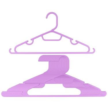 Imagem de Cabides de plástico – Pacote com 20 cabides duráveis e finos para armário com ganchos e entalhes para camisas, calças, jaquetas, vestidos, lavanderia, roupas infantis e adultos, orquídea