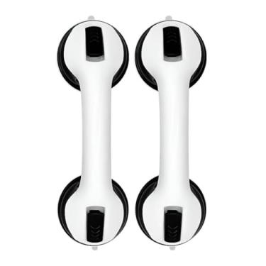 Imagem de Kit 2 Barra De Apoio Com Ventosa Suporte Sanitário Portátil Idosos Deficientes 29x10Cm Banheiro Preto