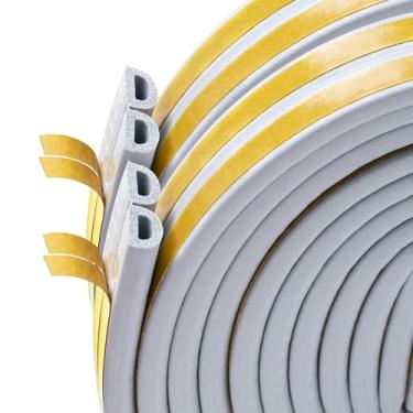 Imagem de Fita excluidora de corrente de 20 metros para janela de porta, decapagem de clima autoadesiva, fita de espuma de vedação contra correntes de ar frio, anticolisão, à prova de som, impermeável, cinza à