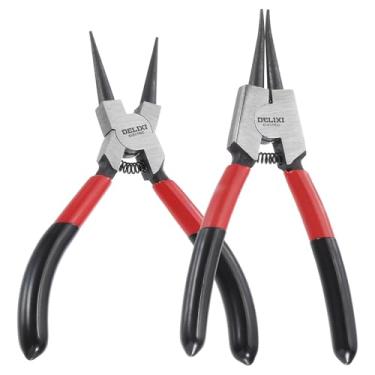 Imagem de Generic Conjunto de 2 peças de alicate de pressão CR-V interno e externo de 12,7 cm com ponta de mandíbula reta de 0,2 cm para alicate de retenção de remoção de anel