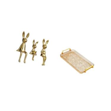 Imagem de Fenteer Escultura de Família, Peça Central com Alça de Bandeja Elegante para Mesa de Centro, Armário, Estante, Sala de Jantar, Decoração de Casa E Exibição